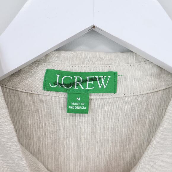 NWT J.Crew Relaxed Fit Beach Shirt Linen Cotton Blend Sheer Flax Neutral Size M - Picture 10 of 12